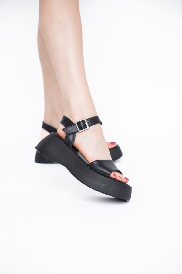 Sandale Damă cu talpă groasă piele ecologică Negru (BS801SN2405440) 119