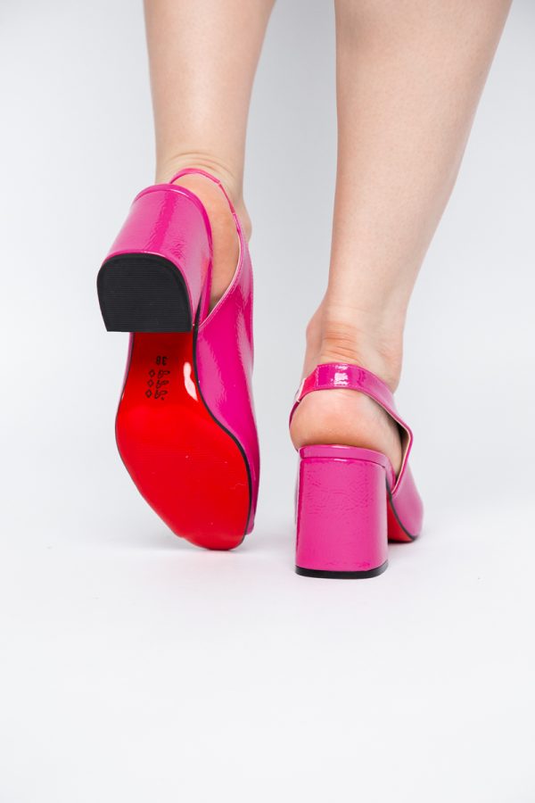 Sandale damă cu Toc Gros Vârf Rotund Piele Ecologică Fuchsia BS667SN2405599 123