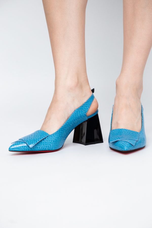 Pantofi damă cu Toc Eleganti Decupați din Piele Ecologica culoare Albastru - BS20021AY2405583 119