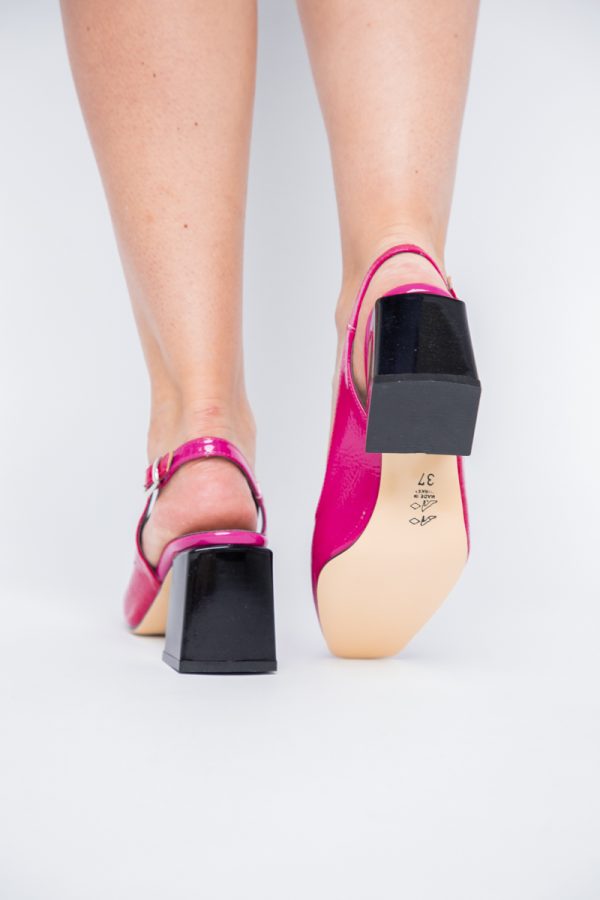 Pantofi damă cu Toc Eleganti Fuchsia Decupați din Piele Ecologica 123