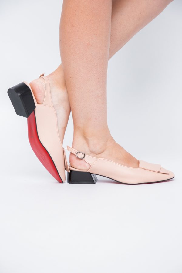 Pantofi Damă cu Toc Jos din Piele Ecologică culoare Roz somon (BS5001D2406670) 123