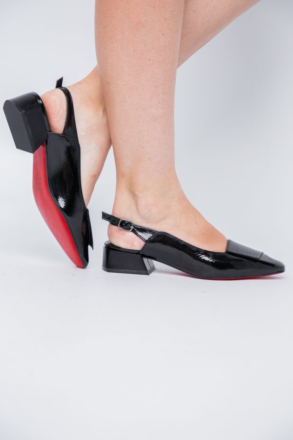 Pantofi Damă cu Toc Jos din Piele Ecologică culoare Negru Lac (BS5001D2405612) 123
