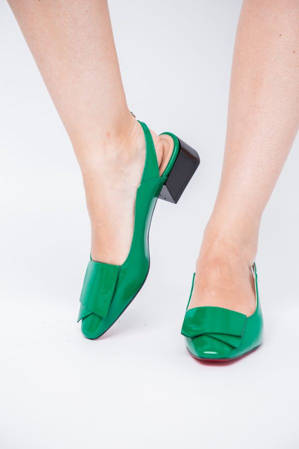 Pantofi Damă cu Toc Jos din Piele Ecologică culoare Verde Lac (BS5001D2405618) 121