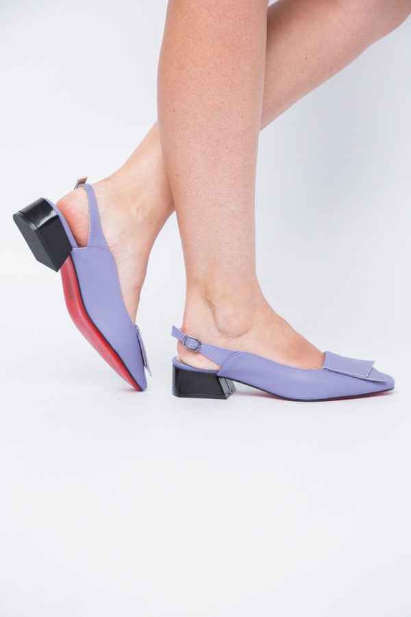 Pantofi Damă cu Toc Jos din Piele Ecologică culoare Mov (BS5001D405606) 123