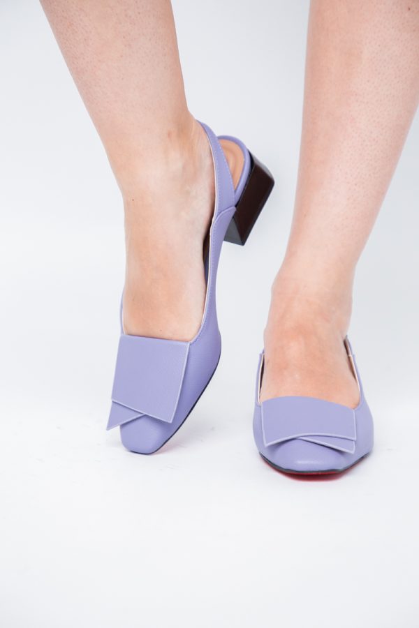 Pantofi Damă cu Toc Jos din Piele Ecologică culoare Mov (BS5001D405606) 121