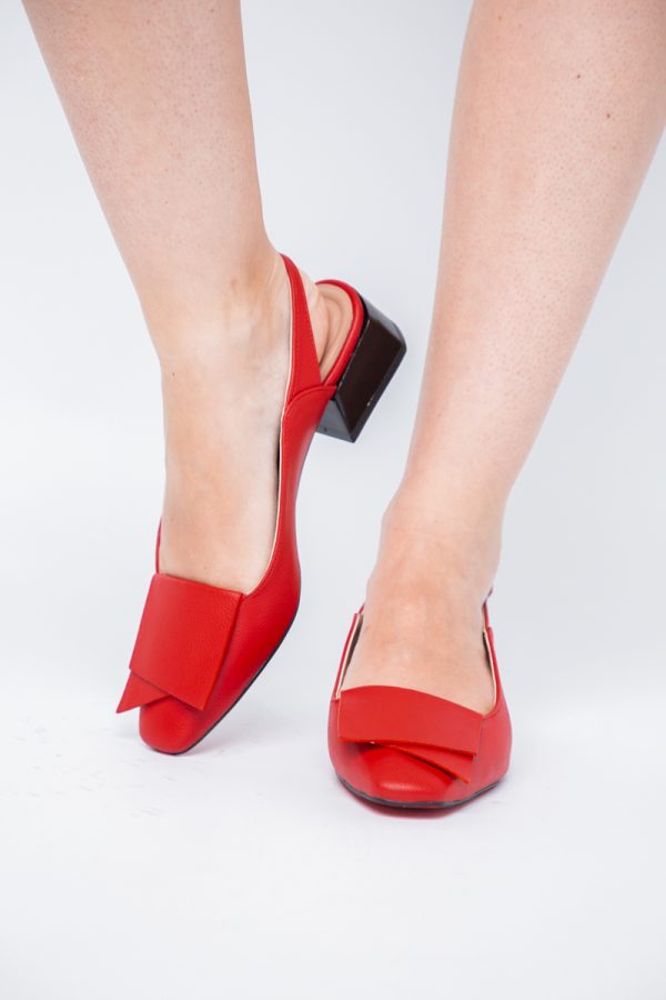 Pantofi Damă cu Toc Jos din Piele Ecologică culoare Roșu (BS5001D405605) 121