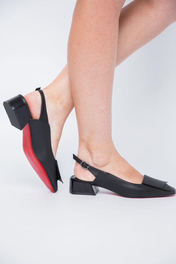 Pantofi Damă cu Toc Jos din Piele Ecologică culoare Negru (BS5001D405603) 123