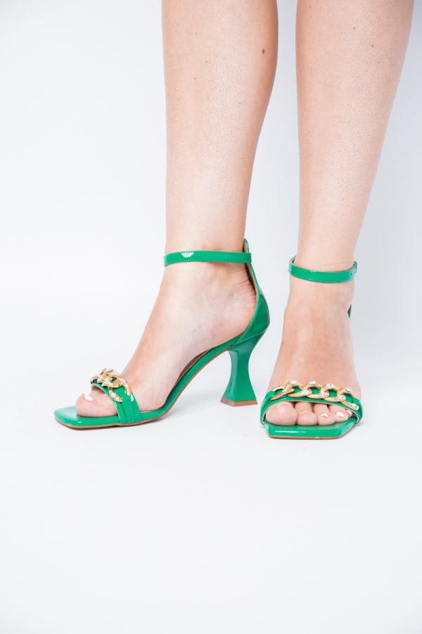 Sandale cu Toc subtire varf drept din piele ecologică Verde (BS768SN2405519) 121