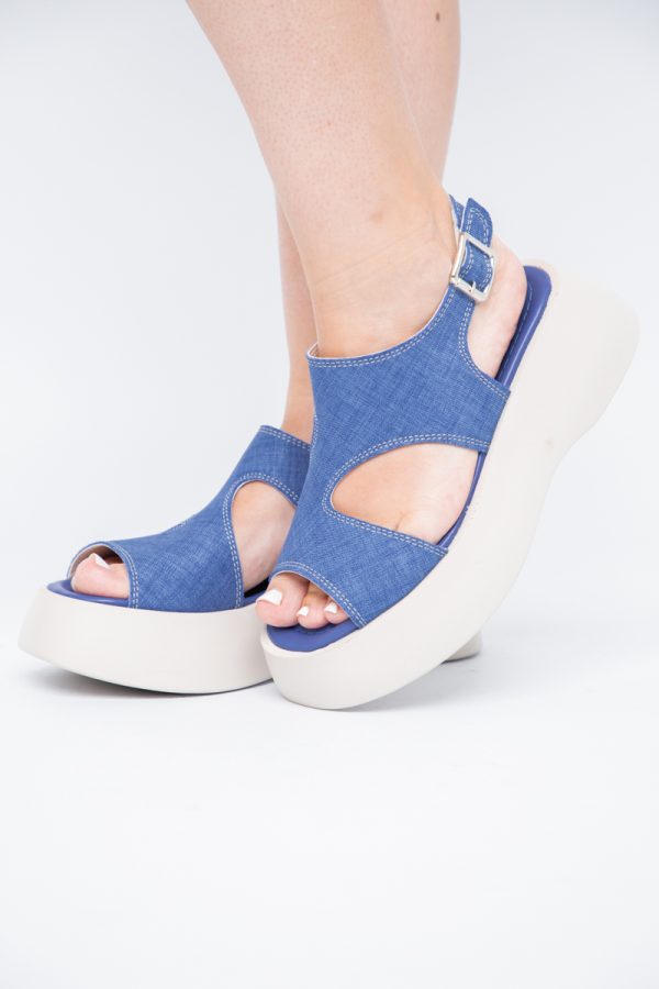 Sandale Damă cu talpă groasă Albastru închis aspect denim piele ecologică 119