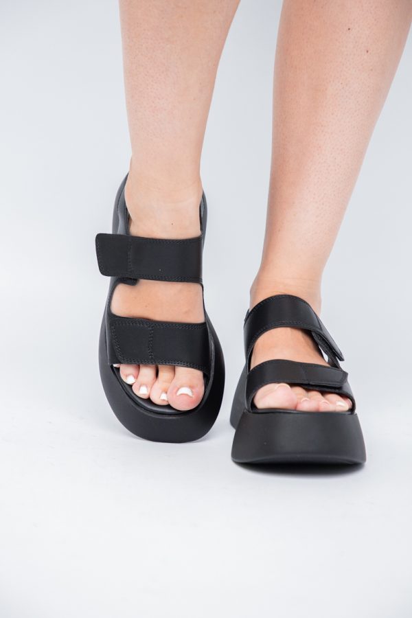 Sandale Damă cu talpă groasă negre piele ecologică 121