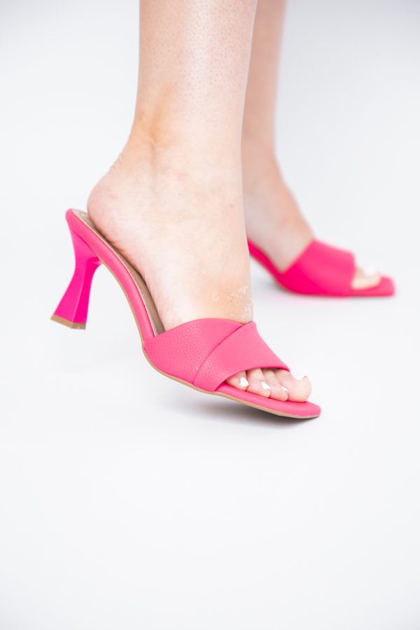 Saboți Damă Toc Subțire Piele Ecologică Texturată Fuchsia (BS9060TR2406724) 123