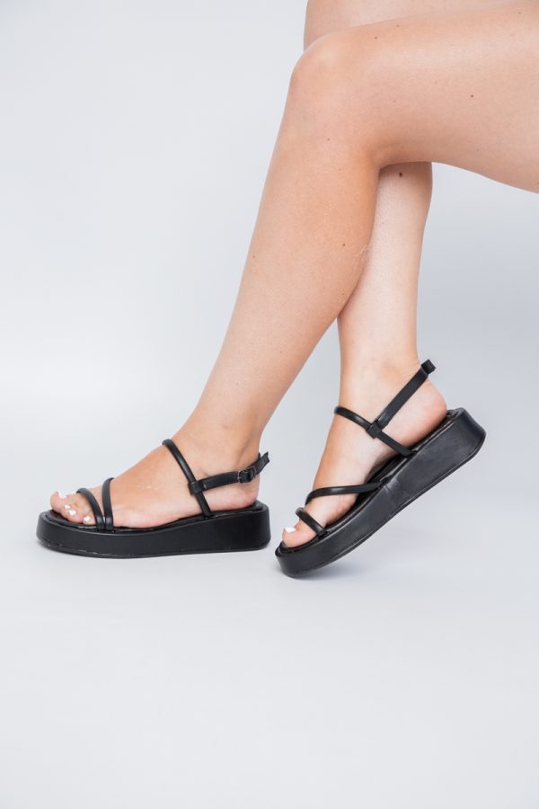 Sandale Damă Negre din piele ecologică cu cataramă 121