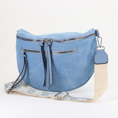 Borsetă damă crossbody albastru deschis material denim