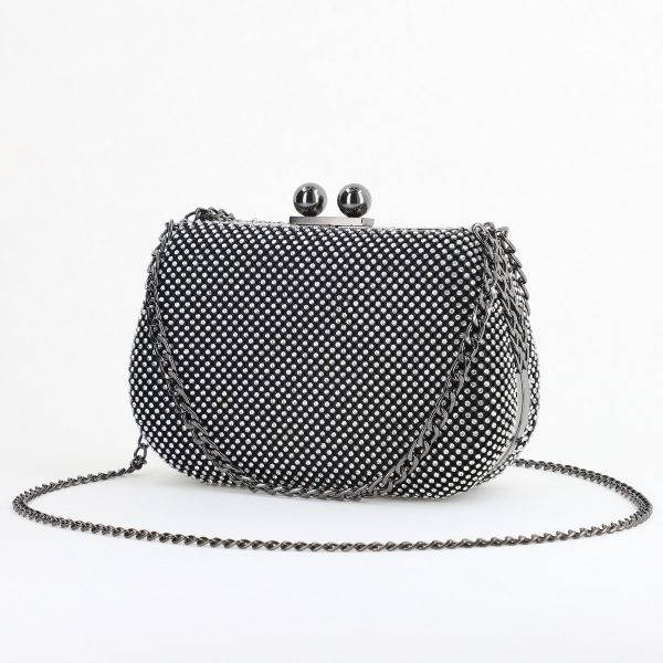 Geanta Clutch Dama - Geantă damă de evenimente speciale cu pietricele Neagră BS8129Z2406013