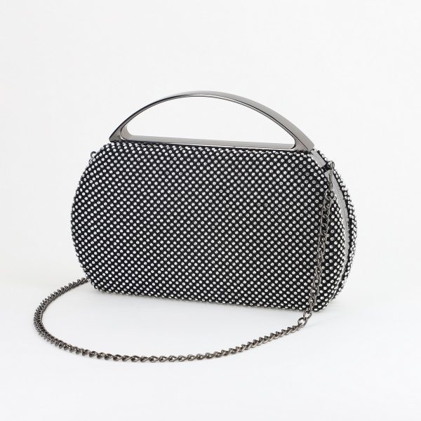 Clutch cu Pietre - Geantă damă de evenimente speciale cu pietricele Neagră BS8130Z2406005