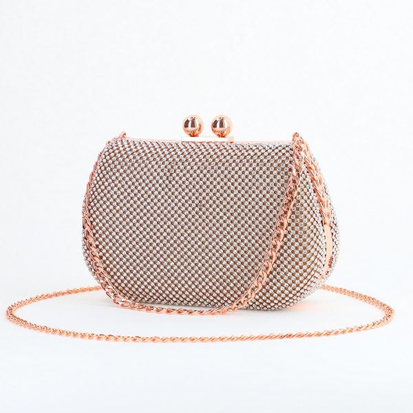 Geanta Clutch Dama - Geantă damă de evenimente speciale cu pietricele Roz sampanie BS8129Z2406016