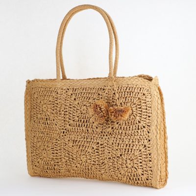 Geantă damă de plajă din paie bej Emeraude(BS7058PJ2406053)