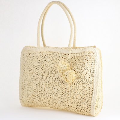 Geantă damă de plajă din paie crem Emeraude (BS7058PJ2406054)
