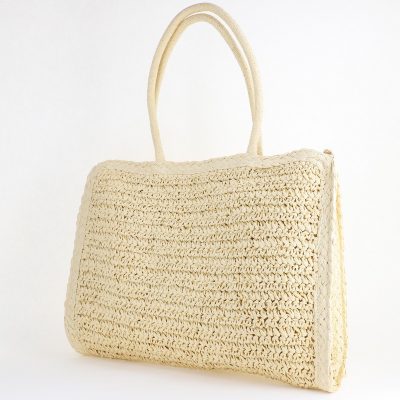 Geantă damă de plajă din paie crem Emeraude (BS7058PJ2406054)