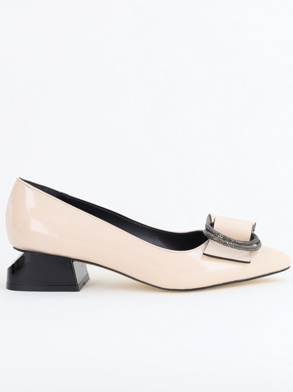 Pantofi cu Toc Eleganti din Piele Ecologica Texturată culoare Bej lucios - BS155BA2405480 119