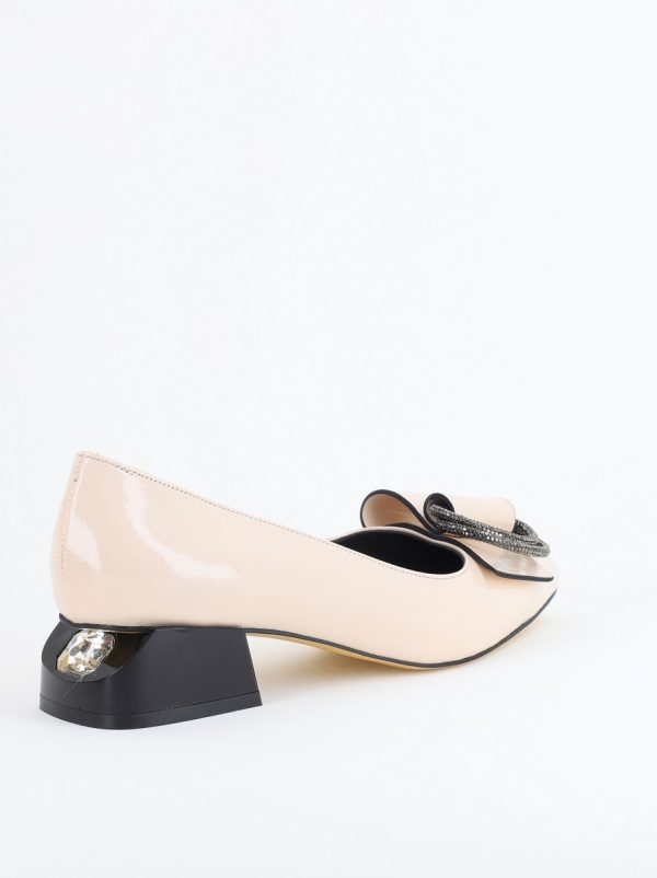 Pantofi cu Toc Eleganti din Piele Ecologica Texturată culoare Bej lucios - BS155BA2405480 121