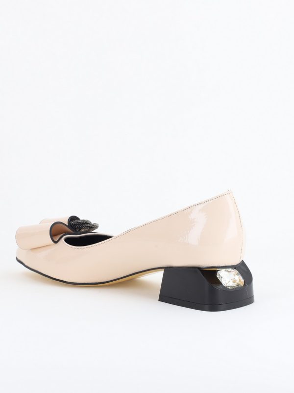 Pantofi cu Toc Eleganti din Piele Ecologica Texturată culoare Bej lucios - BS155BA2405480 122