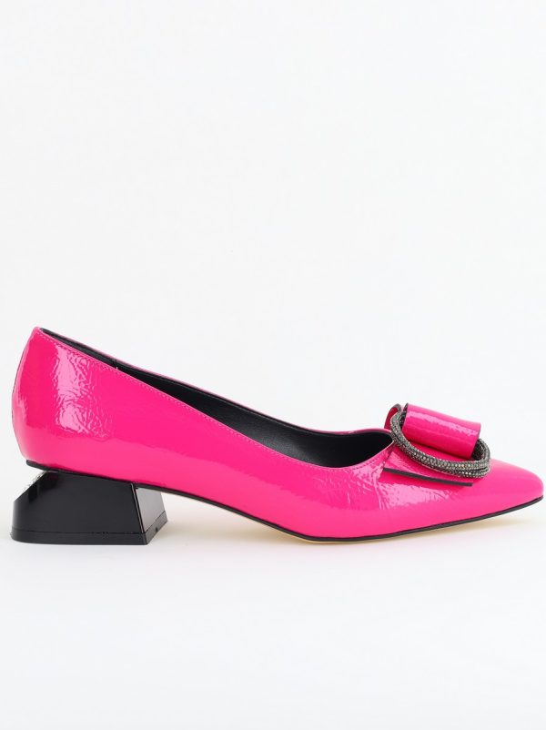 Pantofi cu Toc Eleganti din Piele Ecologica Texturată culoare Fuchsia Lac - BS155BA2405481 119