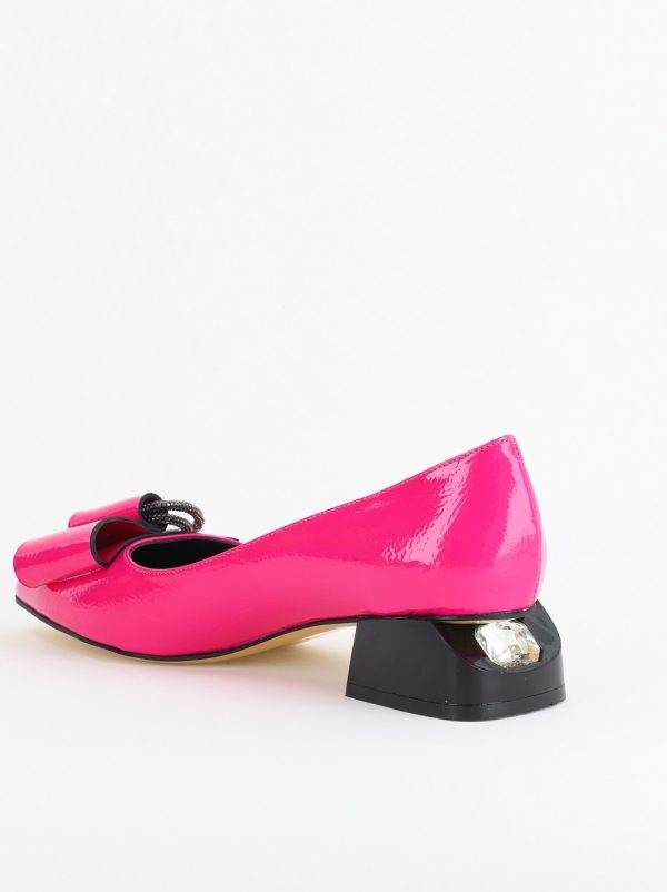 Pantofi cu Toc Eleganti din Piele Ecologica Texturată culoare Fuchsia Lac - BS155BA2405481 122