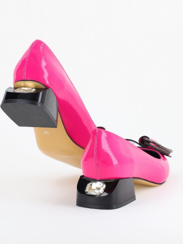 Pantofi cu Toc Eleganti din Piele Ecologica Texturată culoare Fuchsia Lac - BS155BA2405481 123
