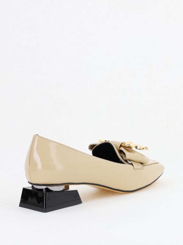 Pantofi cu Toc jos Eleganti din Piele Ecologica Bej - BS161BA2406673 124