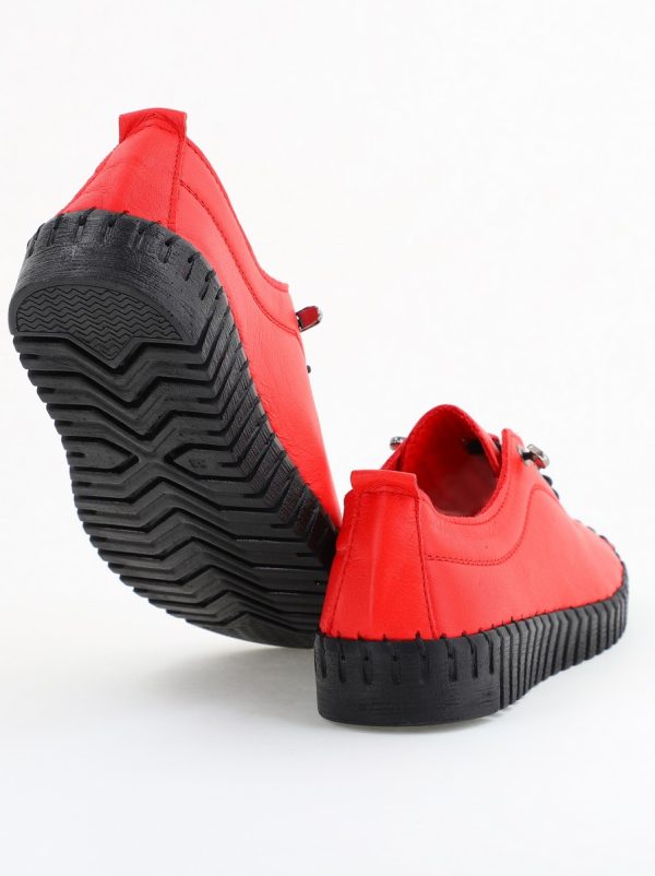 Pantofi Damă Casual Roșii Piele Naturală Nicoletta 122