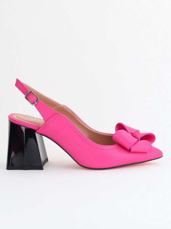 Pantofi damă cu Toc Eleganti Decupați cu Fundiță din Piele Ecologica culoare Fuchsia - BS12000D2405484 121