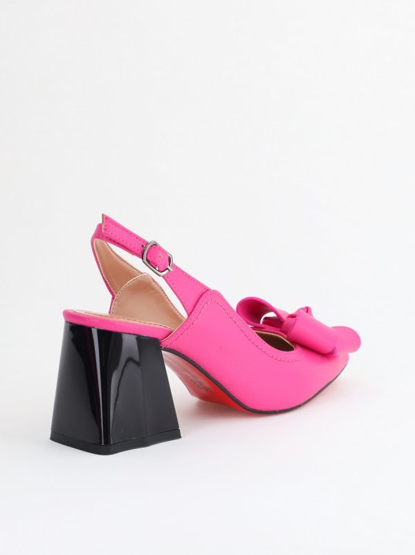 Pantofi damă cu Toc Eleganti Decupați cu Fundiță din Piele Ecologica culoare Fuchsia - BS12000D2405484 123