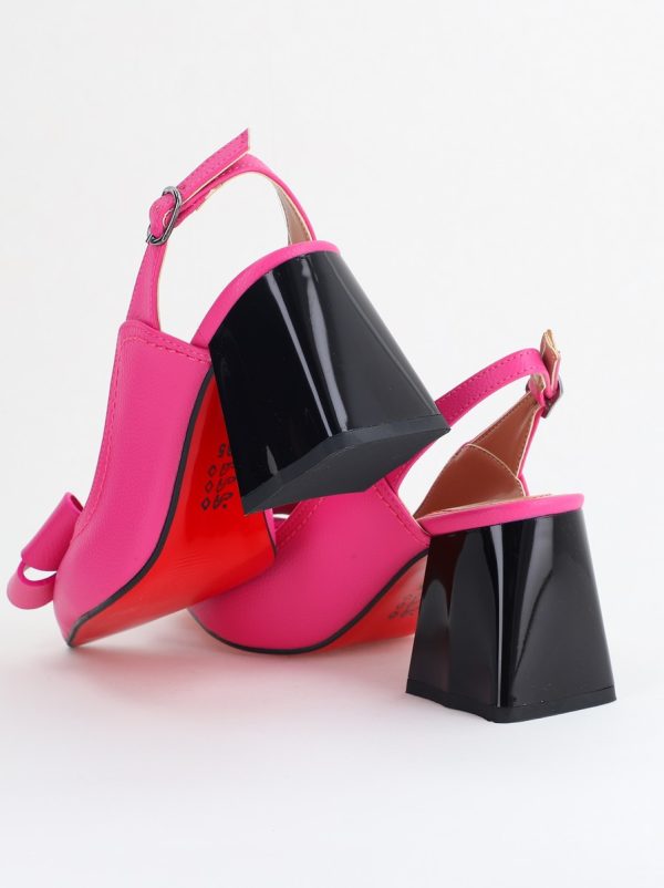 Pantofi damă cu Toc Eleganti Decupați cu Fundiță din Piele Ecologica culoare Fuchsia - BS12000D2405484 120
