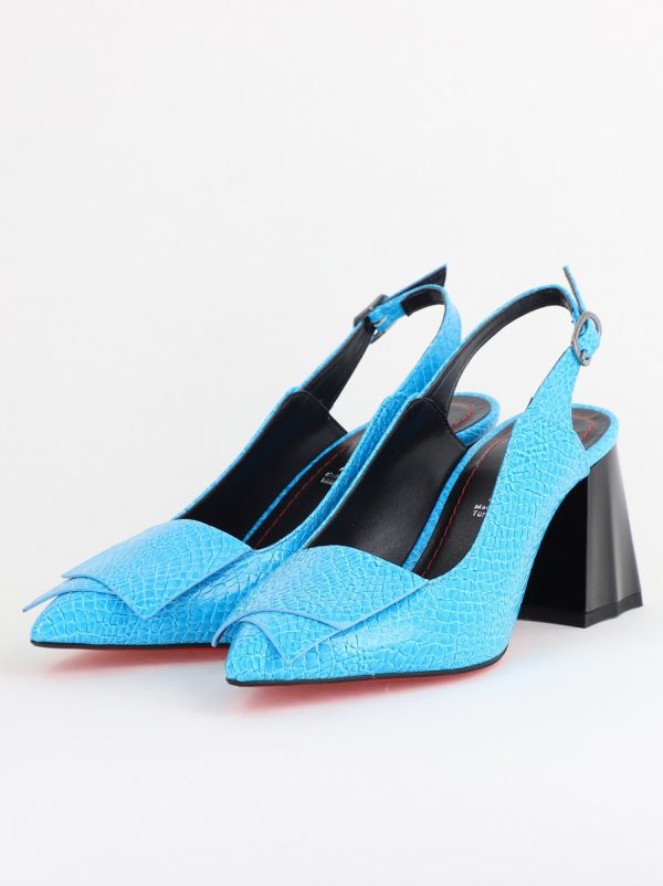 Pantofi damă cu Toc Eleganti Decupați din Piele Ecologica culoare Albastru - BS20021AY2405583 120