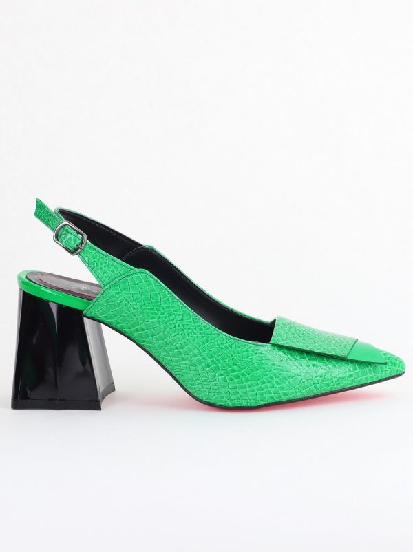 Pantofi damă cu Toc Eleganti Decupați din Piele Ecologica culoare verde benetton- BS20021AY2405589 122