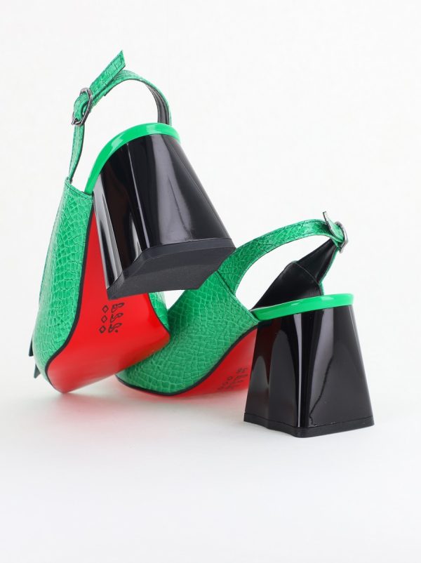 Pantofi damă cu Toc Eleganti Decupați din Piele Ecologica culoare verde benetton- BS20021AY2405589 125