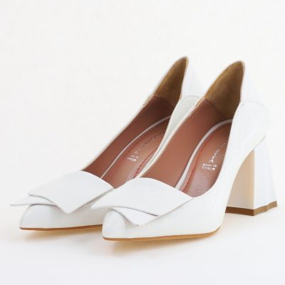 Pantofi Damă cu Toc Gros din Piele Ecologică alb (BS2002D2405537)