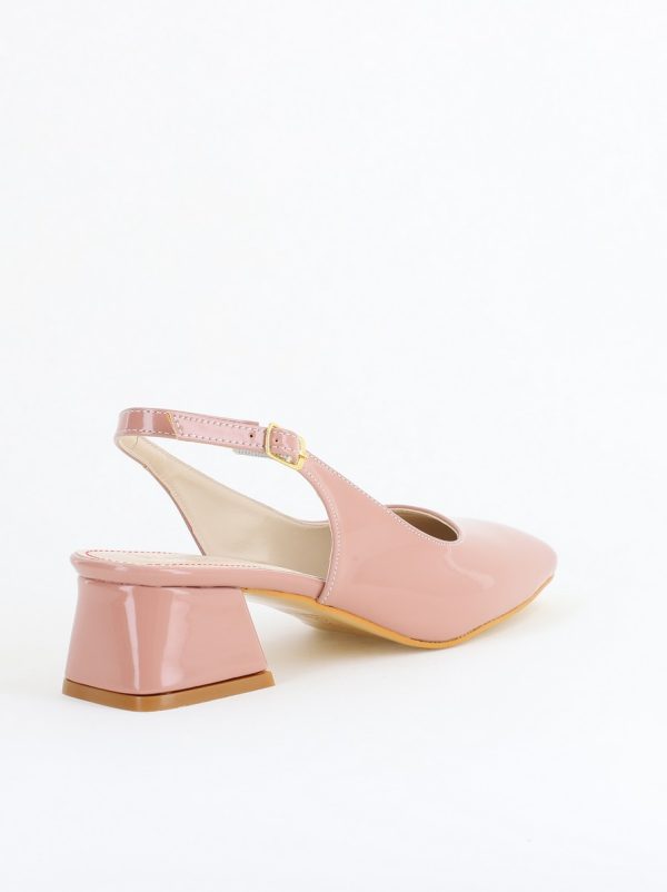 Pantofi Damă cu Toc Gros din Piele Ecologică culoare roz (BS420AY2406660) 123
