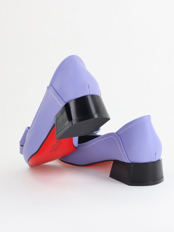 Pantofi Damă cu Toc Jos din Piele Ecologică cu fundiță Violet (BS502D2405483) 120