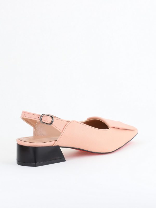 Pantofi Damă cu Toc Jos din Piele Ecologică culoare Roz somon (BS5001D2406670) 125