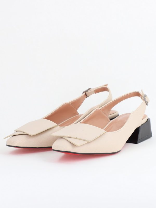 Pantofi Damă cu Toc Jos din Piele Ecologică culoare Bej (BS5001D405610) 120