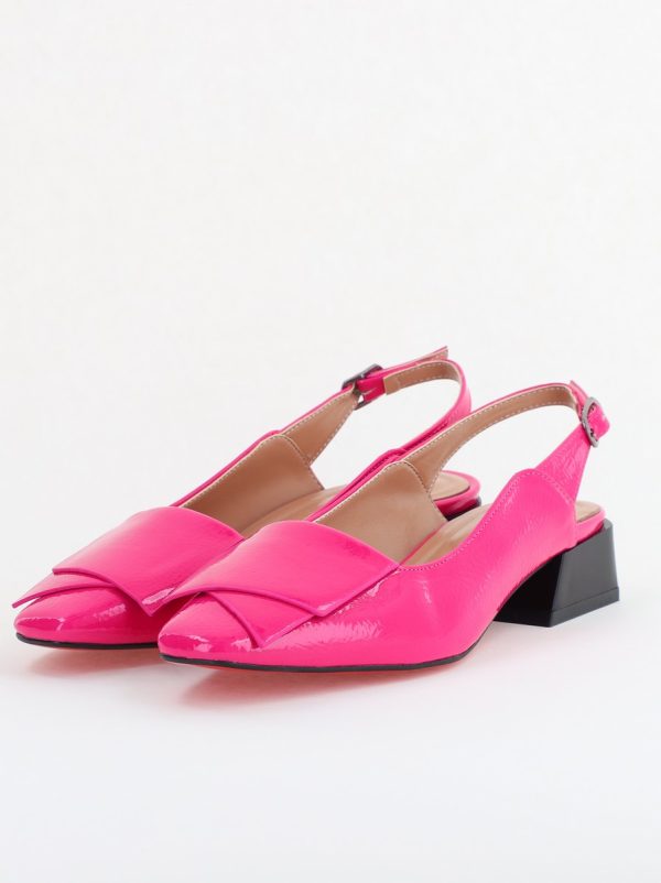 Pantofi Damă cu Toc Jos din Piele Ecologică culoare Fuchsia Lac (BS5001D2405615) 120