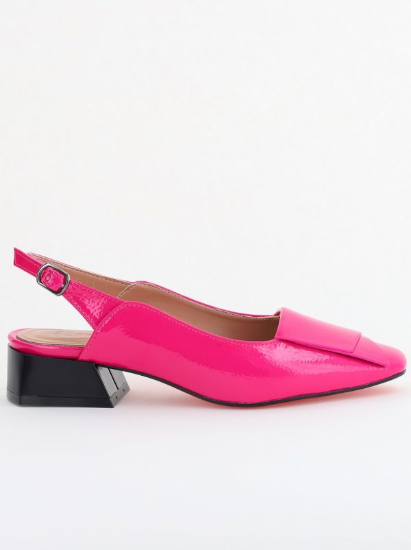 Pantofi Damă cu Toc Jos din Piele Ecologică culoare Fuchsia Lac (BS5001D2405615) 122