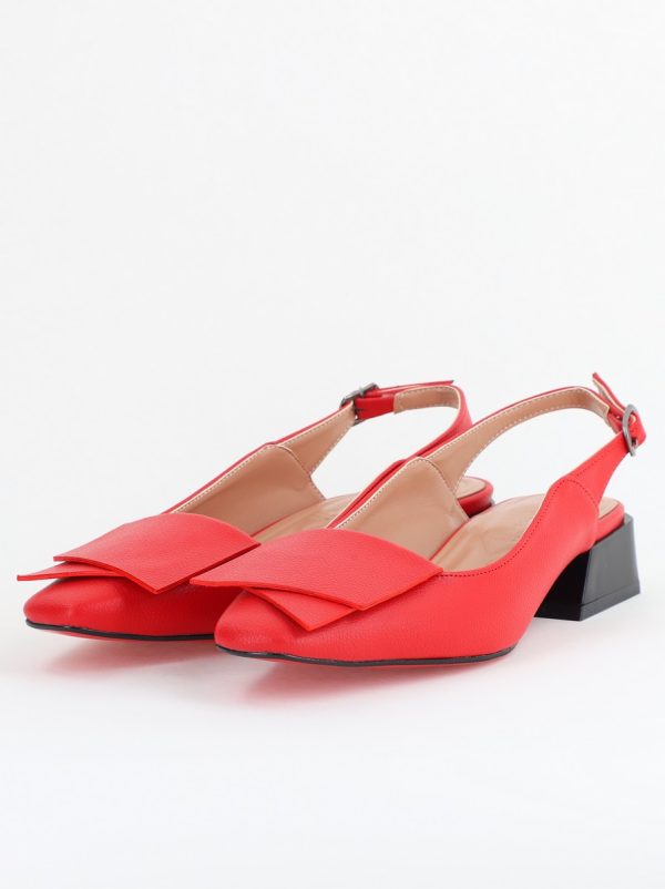Pantofi Damă cu Toc Jos din Piele Ecologică culoare Roșu (BS5001D405605) 120