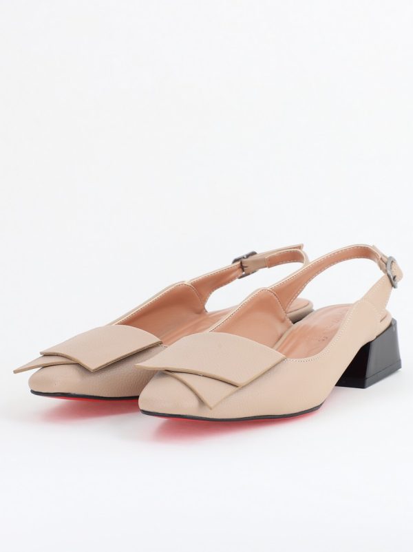 Pantofi Damă cu Toc Jos din Piele Ecologică culoare Taupe (BS5001D2407753) 120