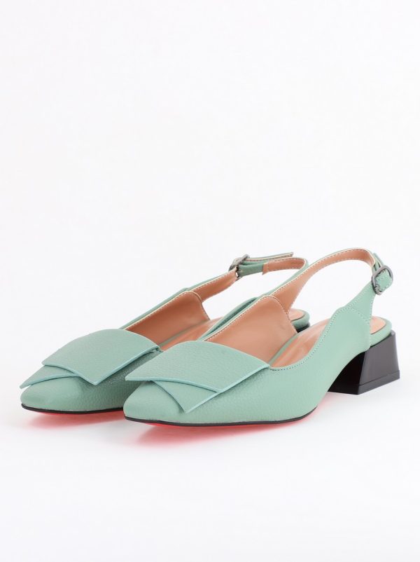 Pantofi Damă cu Toc Jos din Piele Ecologică culoare Verde Mentă (BS5001D2406667) 120