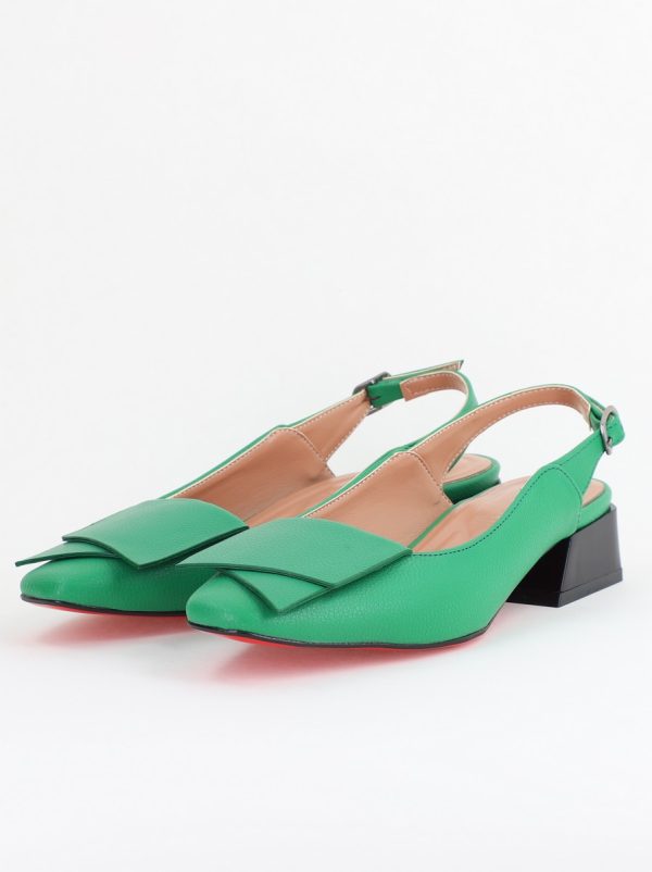Pantofi Damă cu Toc Jos din Piele Ecologică culoare Verde Benetton(BS5001D405607) 120