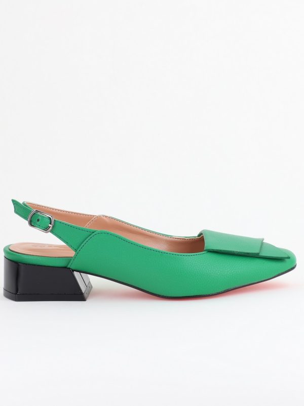 Pantofi Damă cu Toc Jos din Piele Ecologică culoare Verde Benetton(BS5001D405607) 122