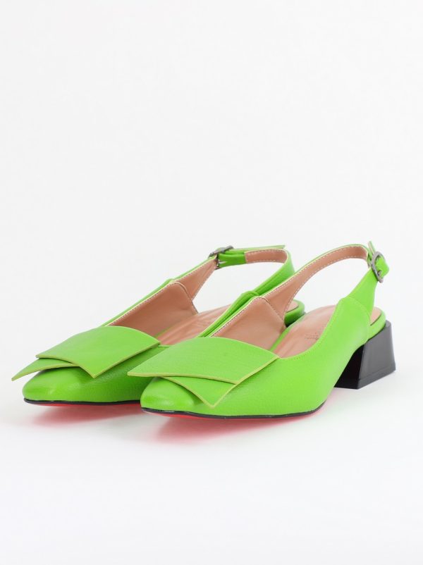 Pantofi Damă cu Toc Jos din Piele Ecologică culoare Verde Lemon(BS5001D405608) 120
